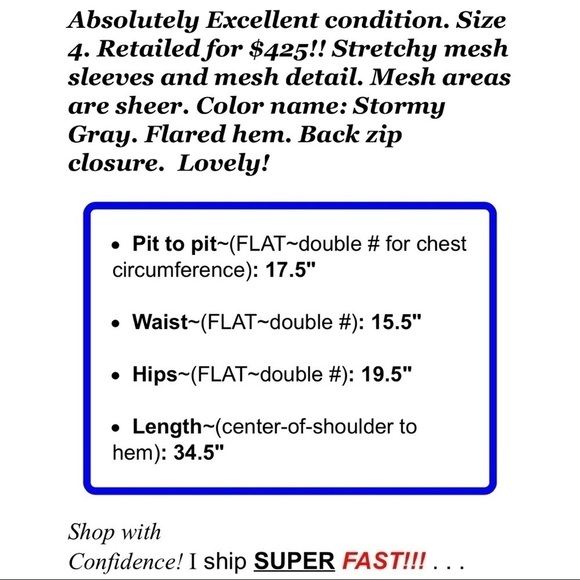 $425 Rebecca Taylor Sz 4 Gray Mesh Fishnet Fit and Flare Dress Skater Work - Picture 2 of 12